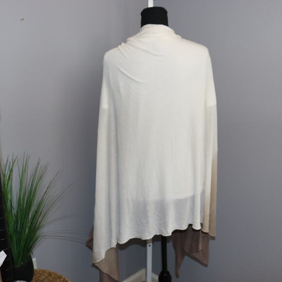 Neutral Ombre Knit Wrap Shawl – Cream to Taupe Gradient - Picture 2 of 2